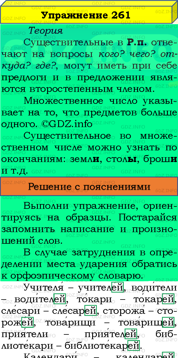 Фото подробного решения: Номер №261, Часть 1 из ГДЗ по Русскому языку 4 класс: Канакина В.П.