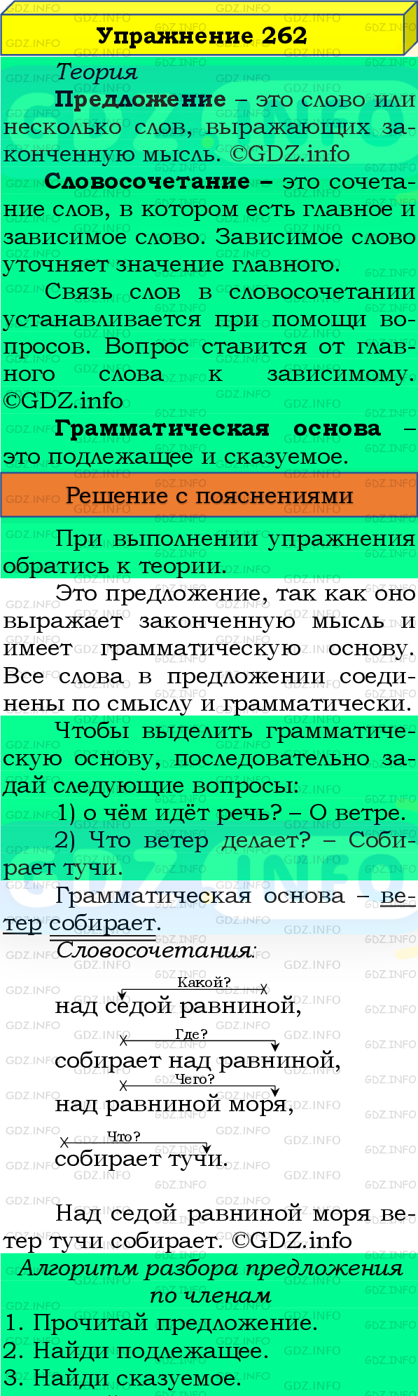 Фото подробного решения: Номер №262, Часть 2 из ГДЗ по Русскому языку 4 класс: Канакина В.П.