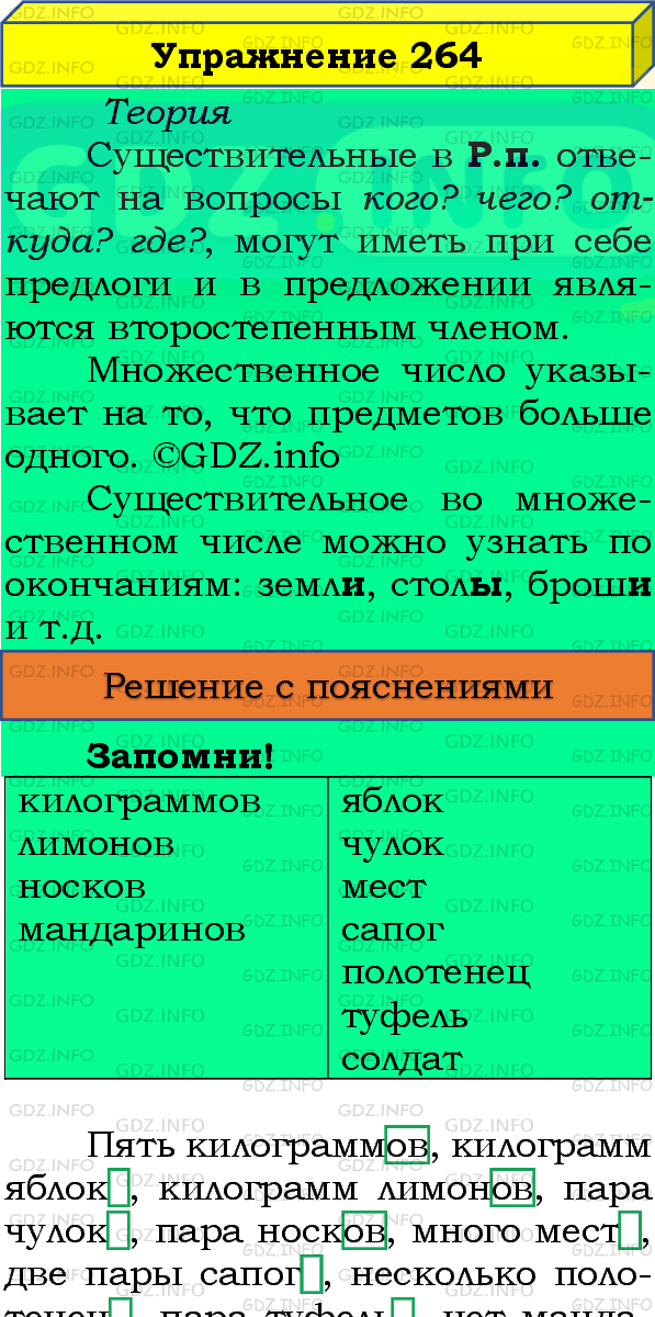 Фото подробного решения: Номер №264, Часть 1 из ГДЗ по Русскому языку 4 класс: Канакина В.П.
