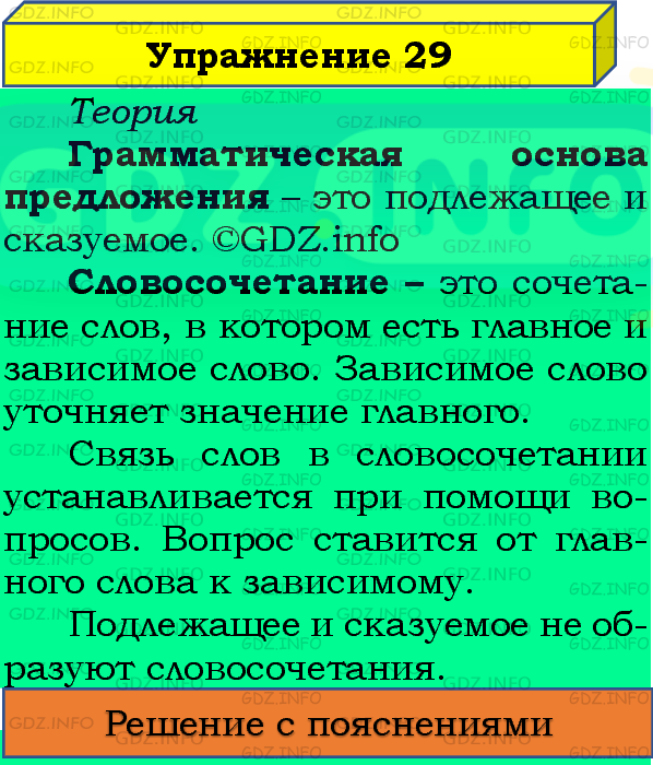 Фото подробного решения: Номер №29, Часть 1 из ГДЗ по Русскому языку 4 класс: Канакина В.П.