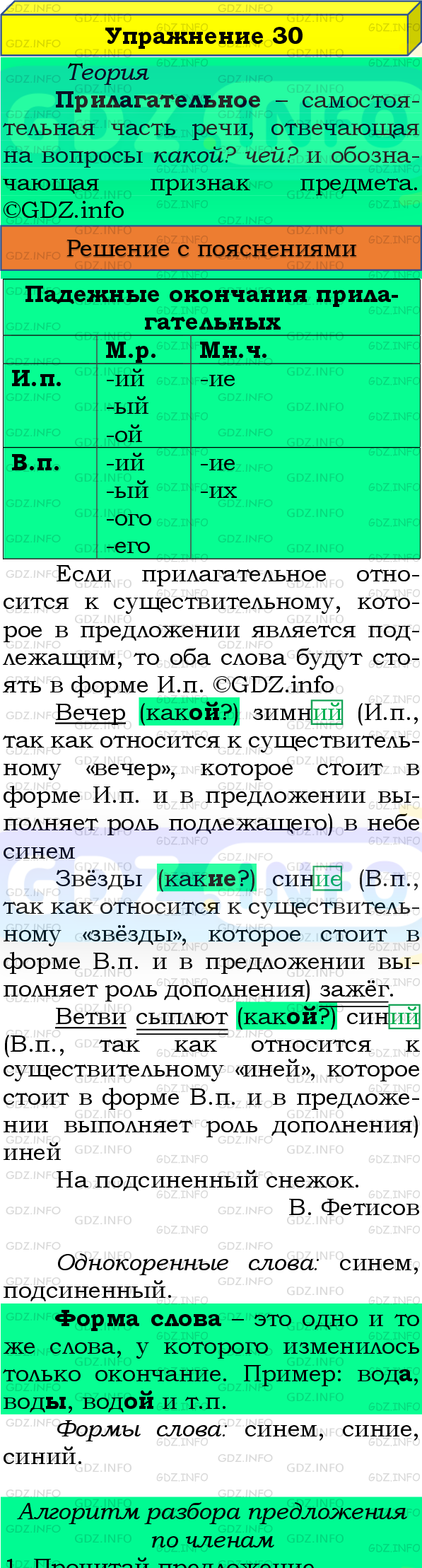 Фото подробного решения: Номер №30, Часть 2 из ГДЗ по Русскому языку 4 класс: Канакина В.П.