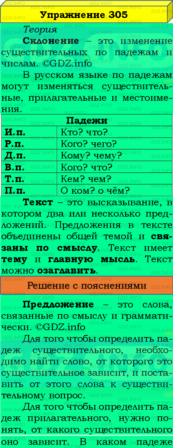 Фото подробного решения: Номер №305, Часть 2 из ГДЗ по Русскому языку 4 класс: Канакина В.П.