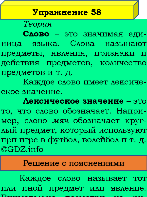 Фото подробного решения: Номер №58, Часть 1 из ГДЗ по Русскому языку 4 класс: Канакина В.П.