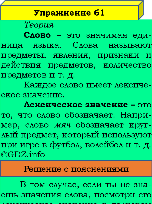 Фото подробного решения: Номер №61, Часть 1 из ГДЗ по Русскому языку 4 класс: Канакина В.П.