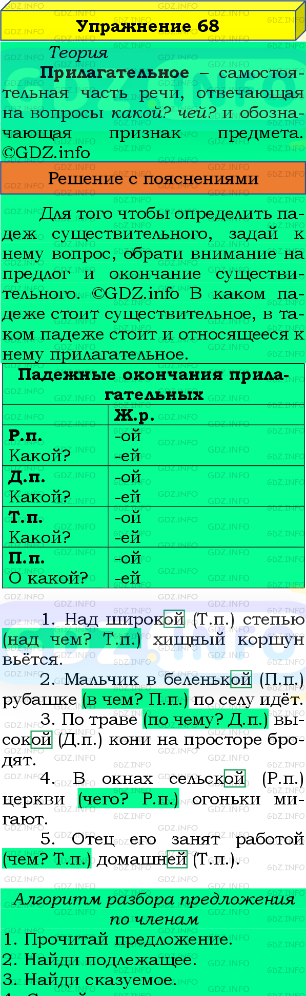 Фото подробного решения: Номер №68, Часть 2 из ГДЗ по Русскому языку 4 класс: Канакина В.П.