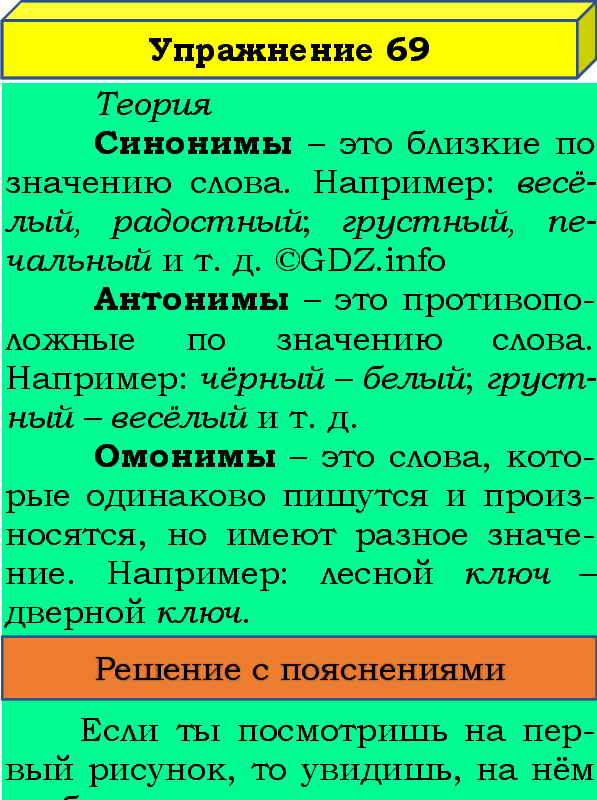 Фото подробного решения: Номер №69, Часть 1 из ГДЗ по Русскому языку 4 класс: Канакина В.П.