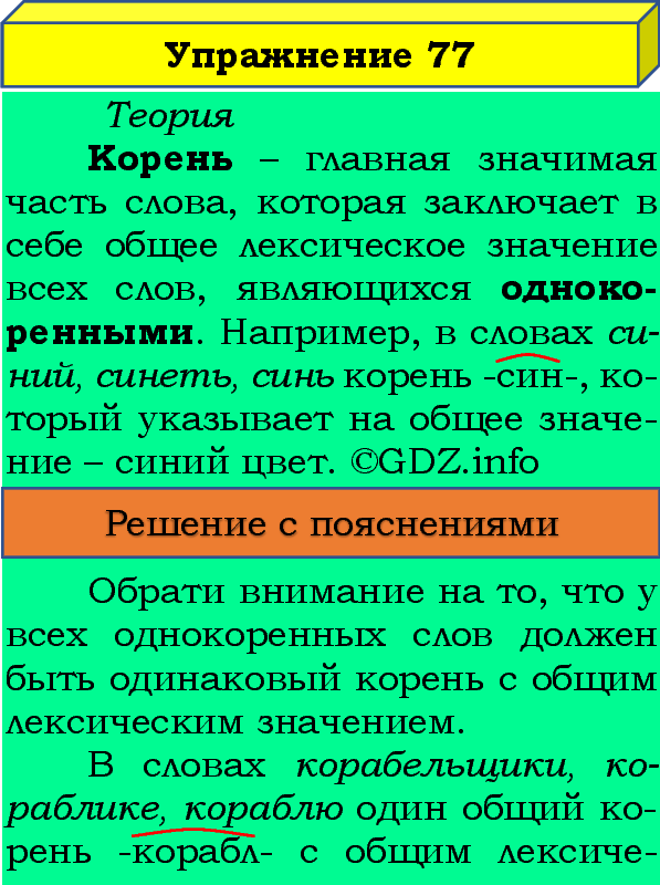 Фото подробного решения: Номер №77, Часть 1 из ГДЗ по Русскому языку 4 класс: Канакина В.П.