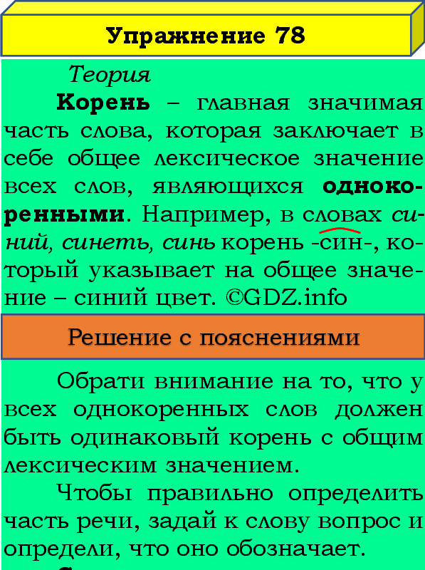 Фото подробного решения: Номер №78, Часть 1 из ГДЗ по Русскому языку 4 класс: Канакина В.П.