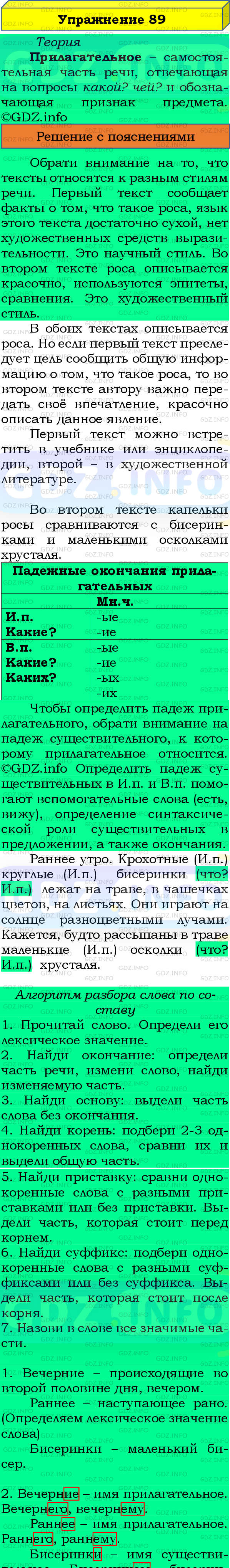 Фото подробного решения: Номер №89, Часть 2 из ГДЗ по Русскому языку 4 класс: Канакина В.П.