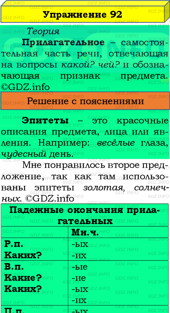 Фото подробного решения: Номер №92, Часть 2 из ГДЗ по Русскому языку 4 класс: Канакина В.П.