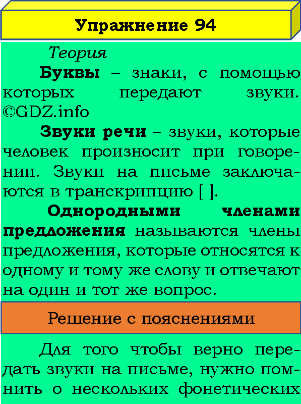 Фото подробного решения: Номер №94, Часть 1 из ГДЗ по Русскому языку 4 класс: Канакина В.П.