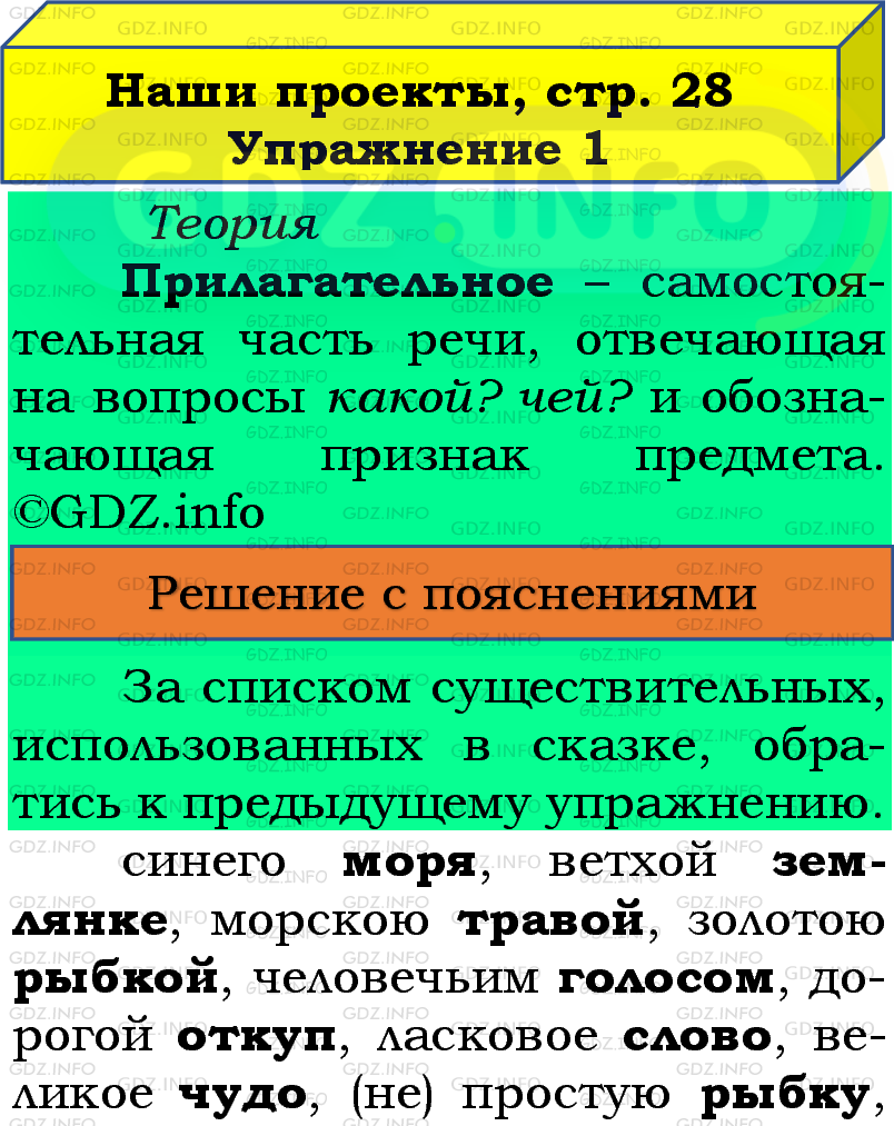 Фото подробного решения: Наши проекты, страница 28 №1, Часть 2 из ГДЗ по Русскому языку 4 класс: Канакина В.П.