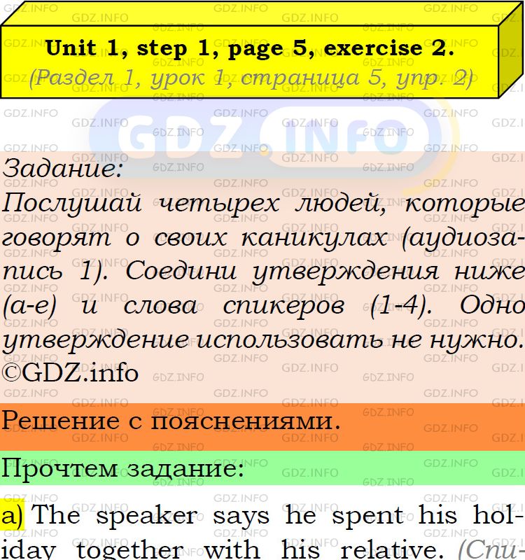 Фото подробного решения: Unit 1, Step 1, Номер 2 из ГДЗ по Английскому языку 8 класс: Афанасьева (Учебник Rainbow)