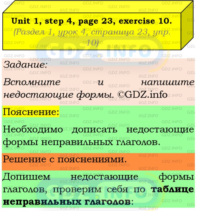 Фото подробного решения: Unit 1, Step 4, Номер 10 из ГДЗ по Английскому языку 8 класс: Афанасьева (Учебник Rainbow)