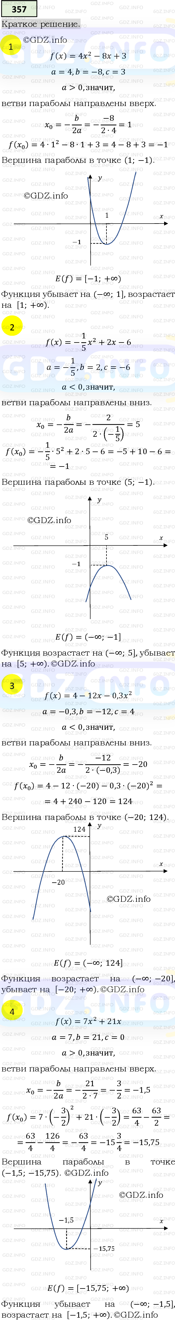 Номер №357 - ГДЗ по Алгебре 9 класс: Мерзляк А.Г.