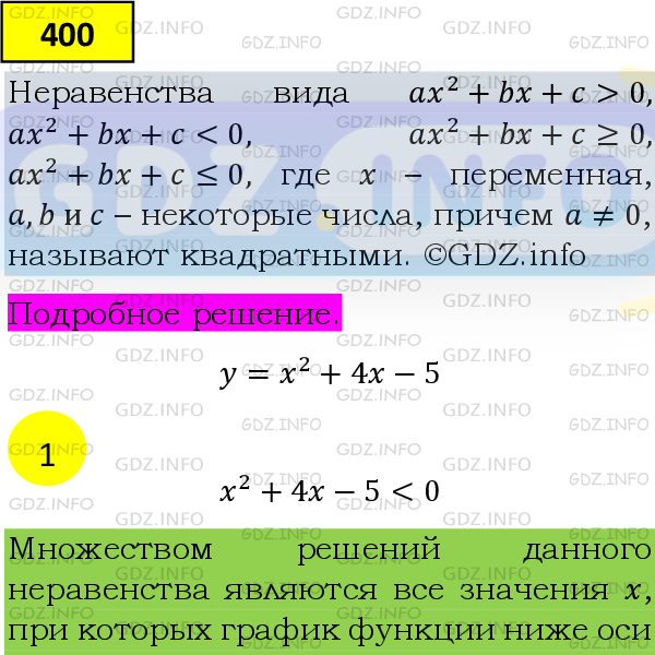 Фото подробного решения: Номер №400 из ГДЗ по Алгебре 9 класс: Мерзляк А.Г.