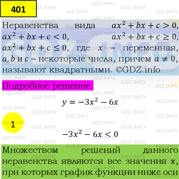 Фото подробного решения: Номер №401 из ГДЗ по Алгебре 9 класс: Мерзляк А.Г.