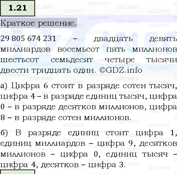Фото решения 6: Номер №1.21, Часть 1 из ГДЗ по Математике 5 класс: Виленкин Н.Я. 2023г.