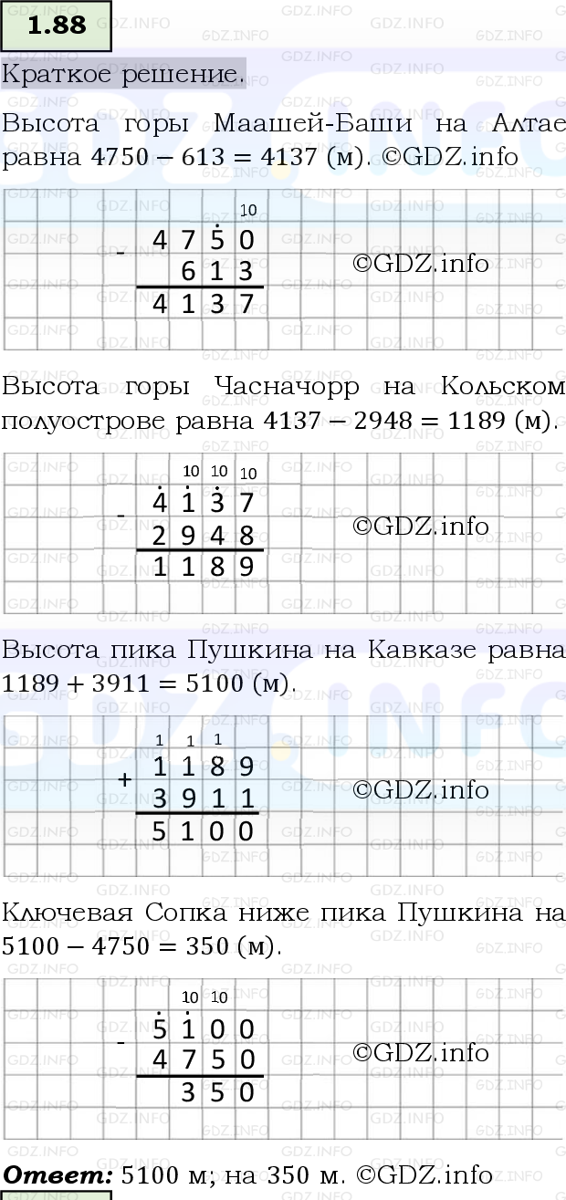 Фото решения 6: Номер №1.88, Часть 1 из ГДЗ по Математике 5 класс: Виленкин Н.Я. 2023г.