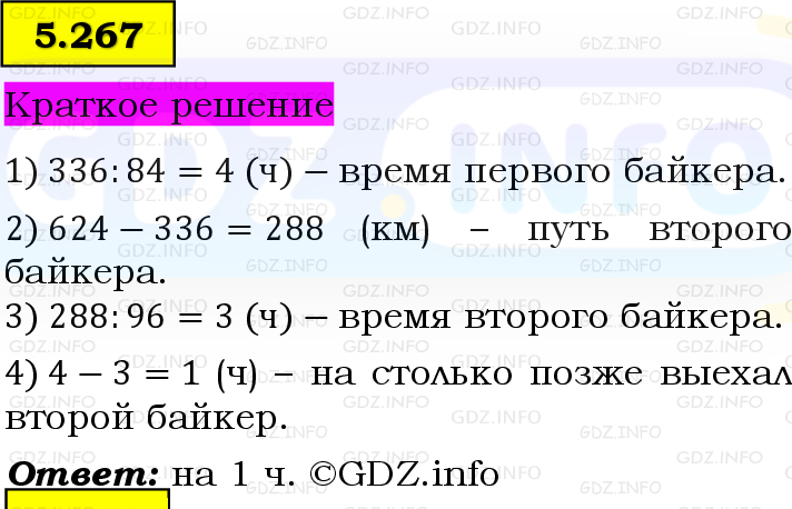 Фото решения 6: Номер №5.267, Часть 2 из ГДЗ по Математике 5 класс: Виленкин Н.Я. 2023г.