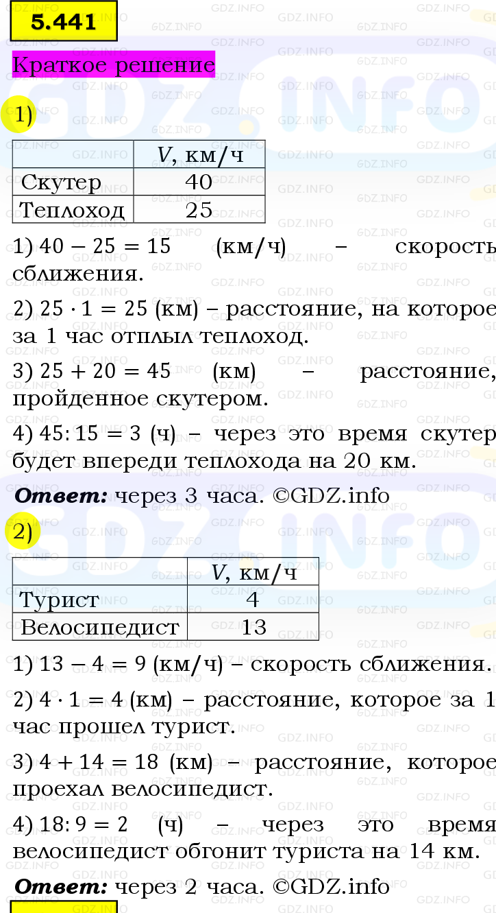 Фото решения 6: Номер №5.441, Часть 2 из ГДЗ по Математике 5 класс: Виленкин Н.Я. 2023г.