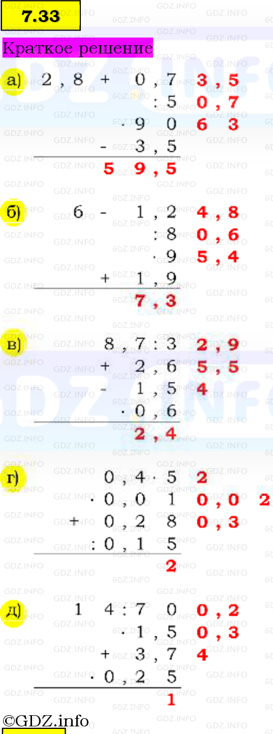 Фото решения 6: Номер №7.33, Часть 2 из ГДЗ по Математике 5 класс: Виленкин Н.Я. 2023г.