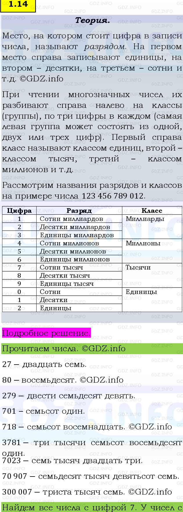 Фото подробного решения: Номер №1.14, Часть 1 из ГДЗ по Математике 5 класс: Виленкин Н.Я.
