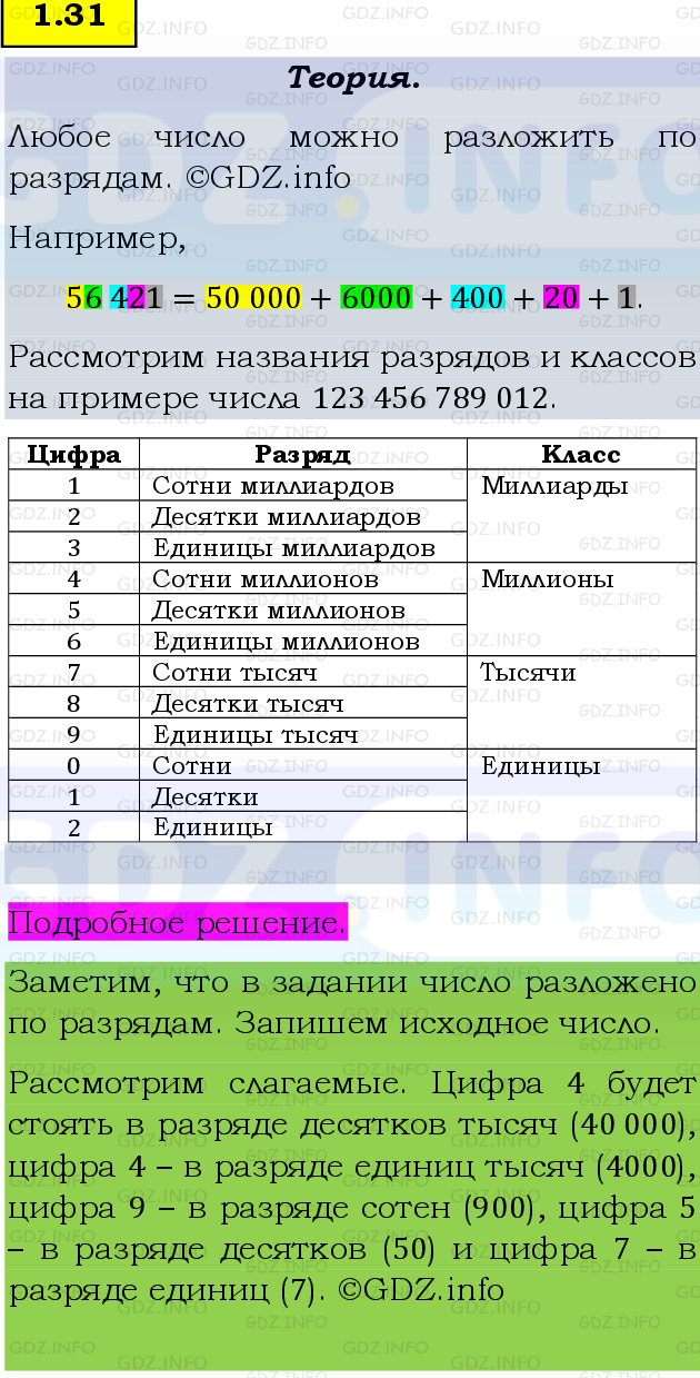 Фото подробного решения: Номер №1.31, Часть 1 из ГДЗ по Математике 5 класс: Виленкин Н.Я.