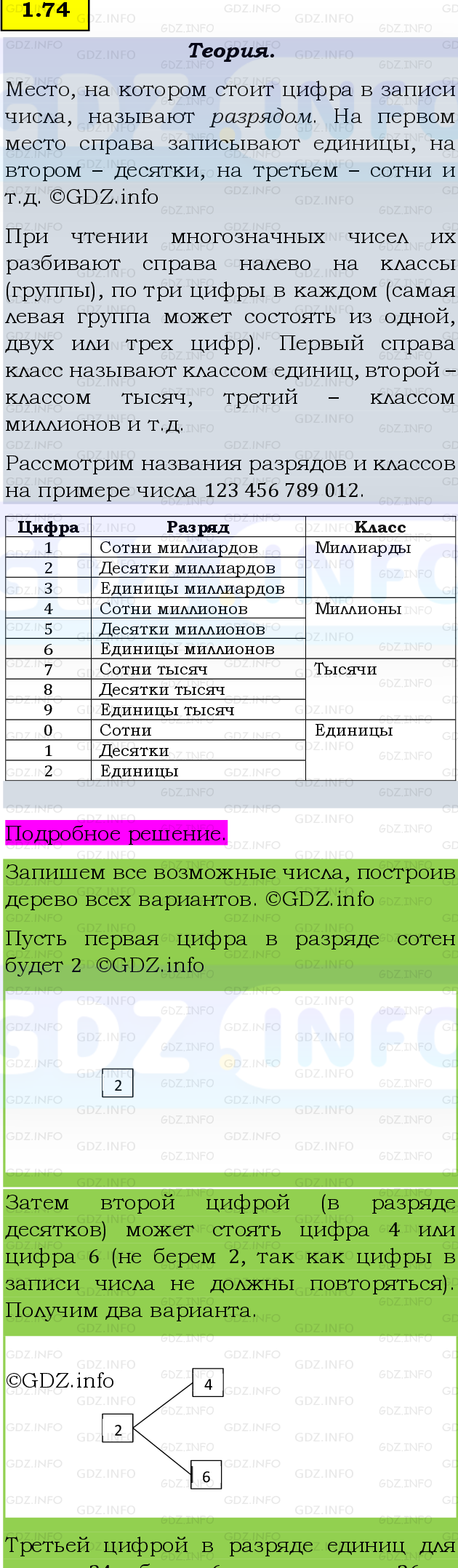 Фото подробного решения: Номер №1.74, Часть 1 из ГДЗ по Математике 5 класс: Виленкин Н.Я.