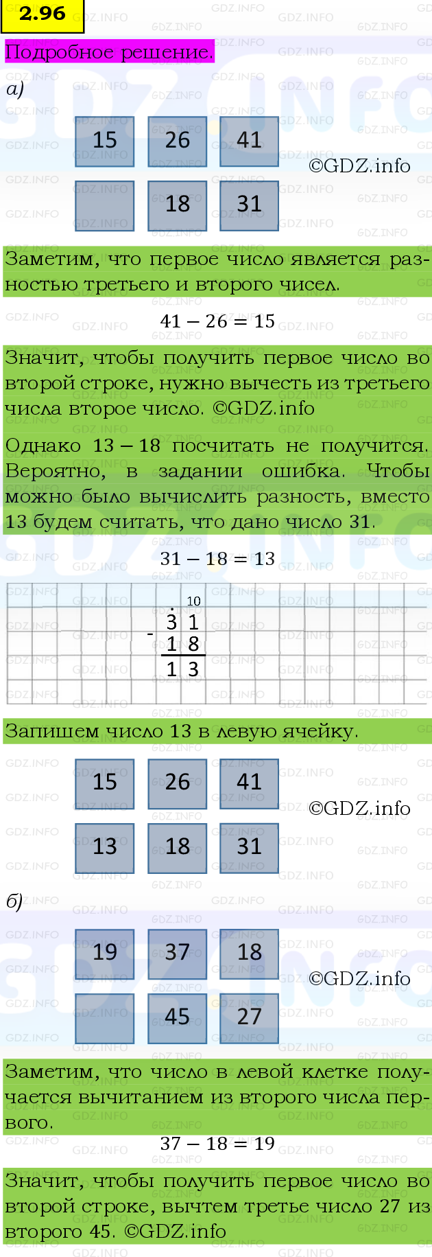 Фото подробного решения: Номер №2.96, Часть 1 из ГДЗ по Математике 5 класс: Виленкин Н.Я.