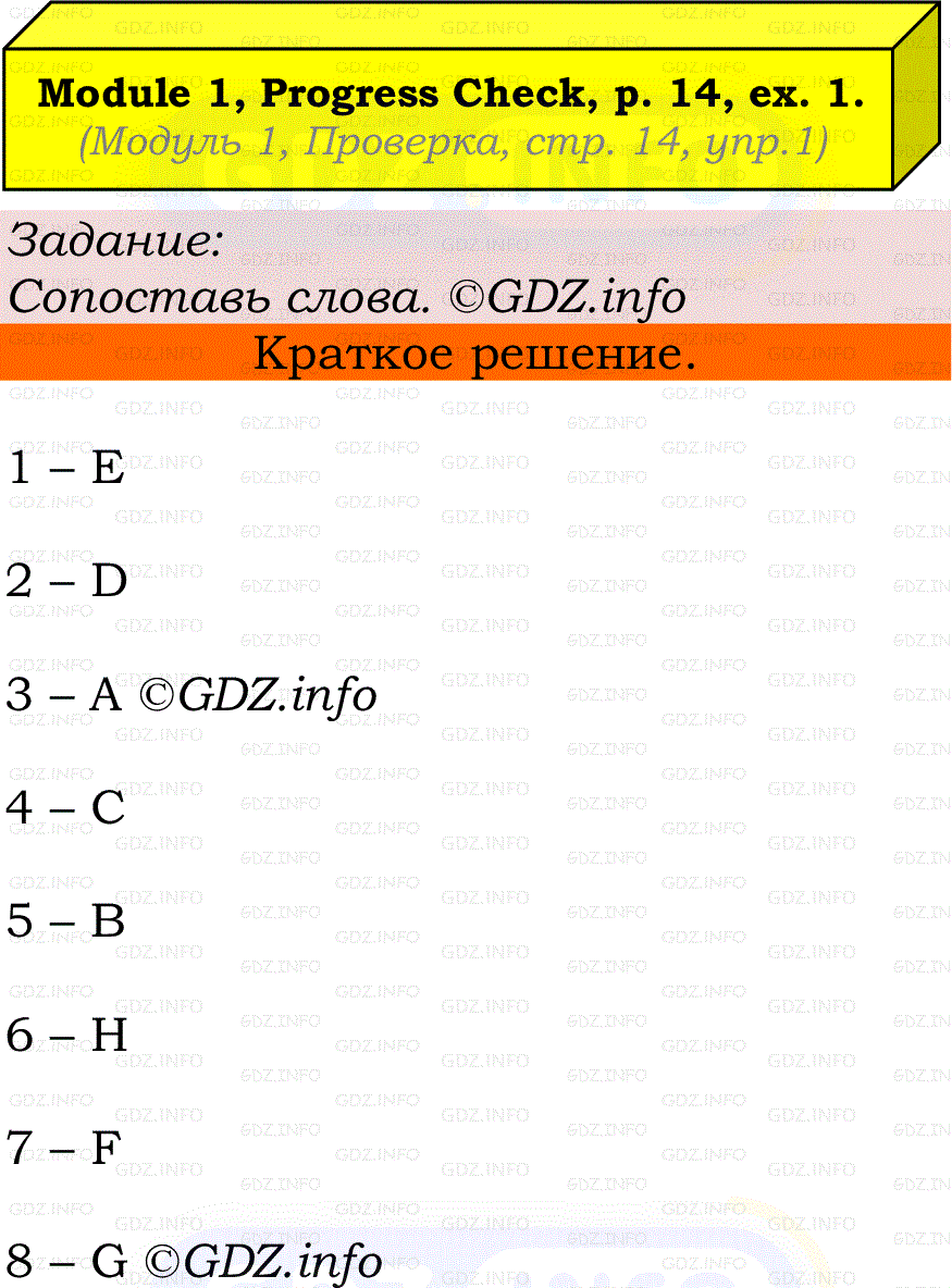 Фото решения 2: Module 1, Страница 14, Номер 1 из ГДЗ по Английскому языку 7 класс: Ваулина (Учебник Spotlight) 2023г.