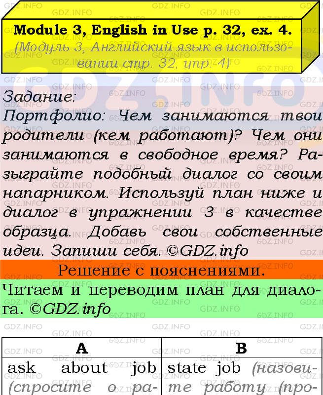 Фото подробного решения: Module 3, Страница 32, Номер 4 из ГДЗ по Английскому языку 7 класс: Ваулина (Учебник Spotlight)