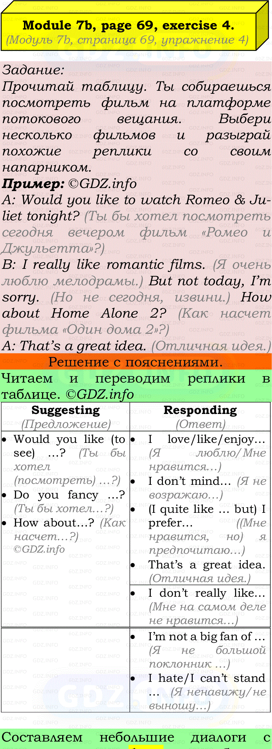 Фото подробного решения: Module 7, Страница 68-69, Номер 4 из ГДЗ по Английскому языку 7 класс: Ваулина (Учебник Spotlight)