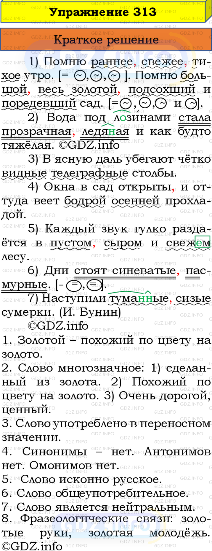 Номер №313 - ГДЗ по Русскому языку 8 класс: Бархударов С.Г.