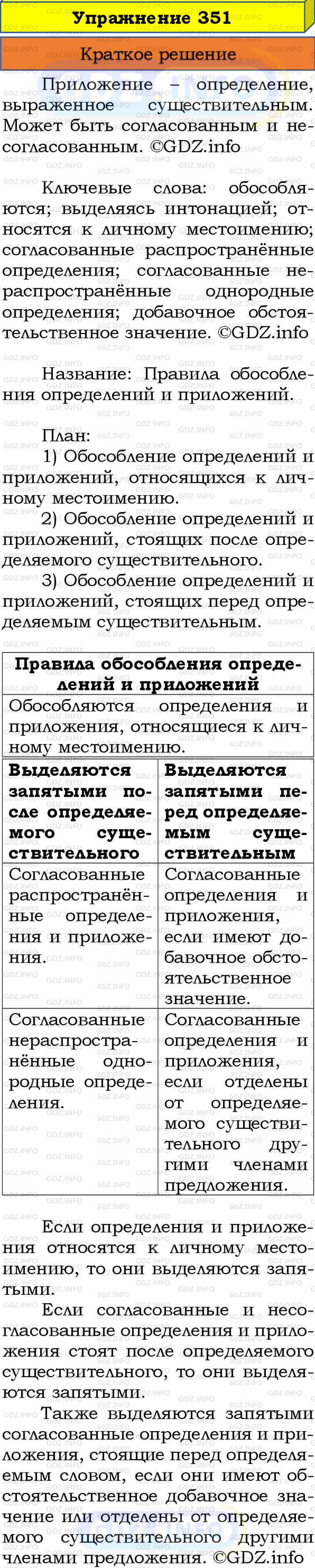 Номер №351 - ГДЗ по Русскому языку 8 класс: Бархударов С.Г.