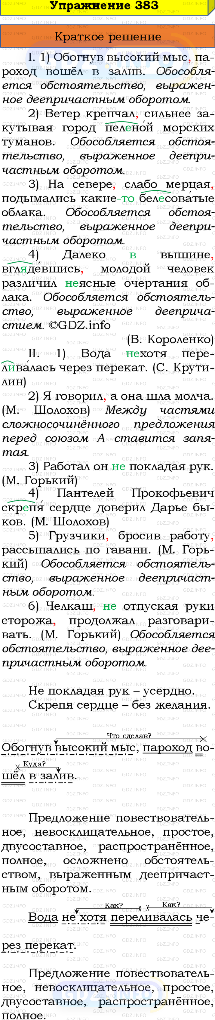 Номер №383 - ГДЗ по Русскому языку 8 класс: Бархударов С.Г.