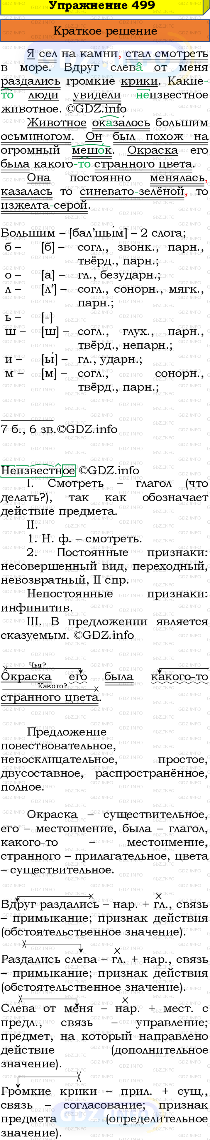 Номер №499 - ГДЗ по Русскому языку 8 класс: Бархударов С.Г.