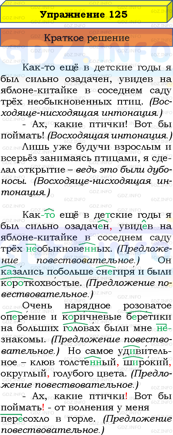 Номер №125 - ГДЗ по Русскому языку 8 класс: Бархударов С.Г.