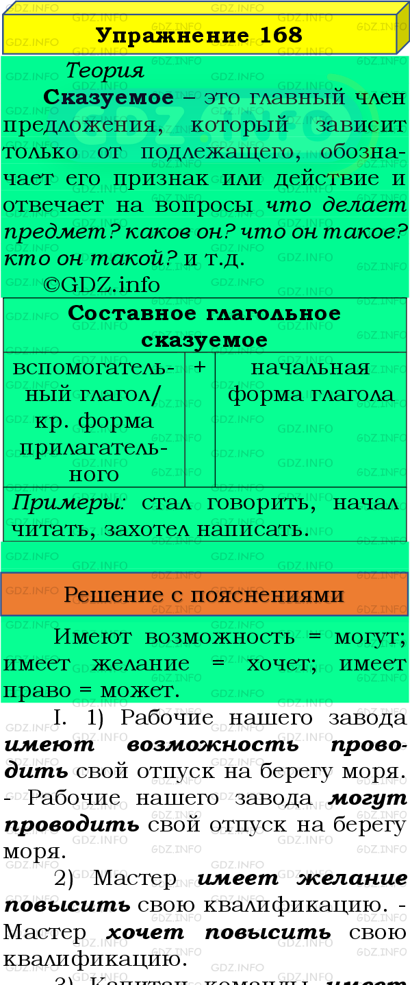 Фото подробного решения: Номер №168 из ГДЗ по Русскому языку 8 класс: Бархударов С.Г.