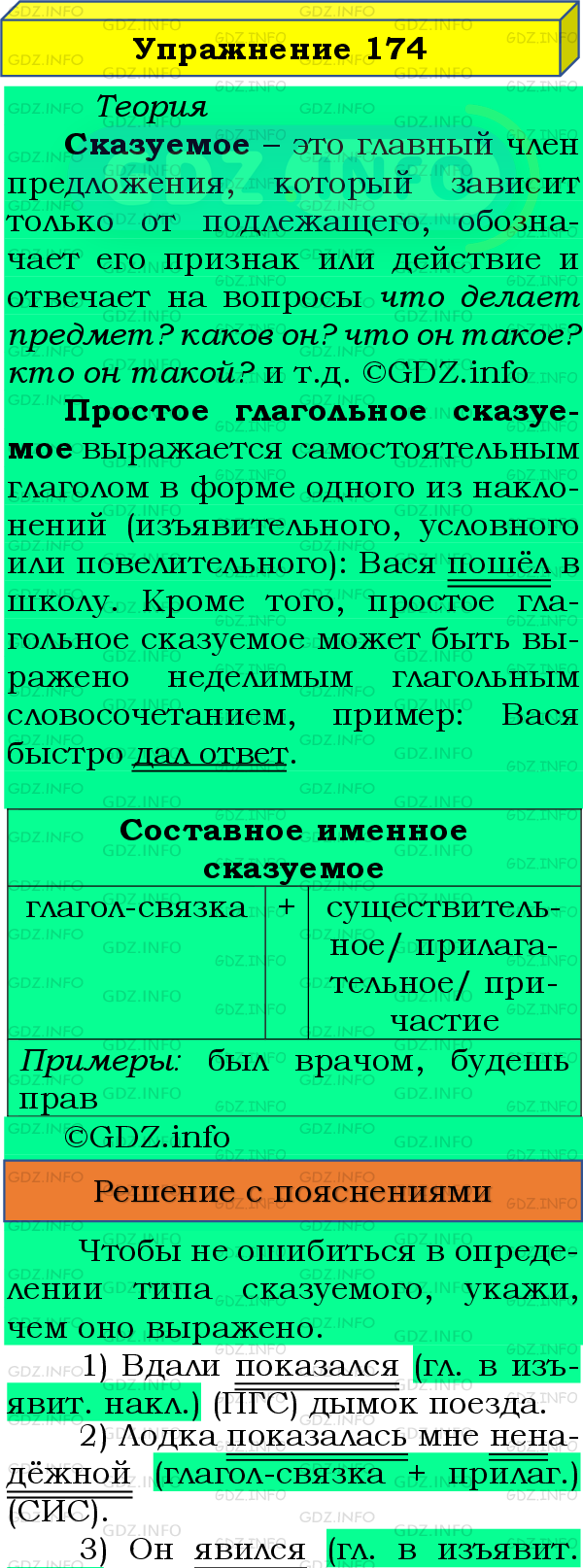 Фото подробного решения: Номер №174 из ГДЗ по Русскому языку 8 класс: Бархударов С.Г.