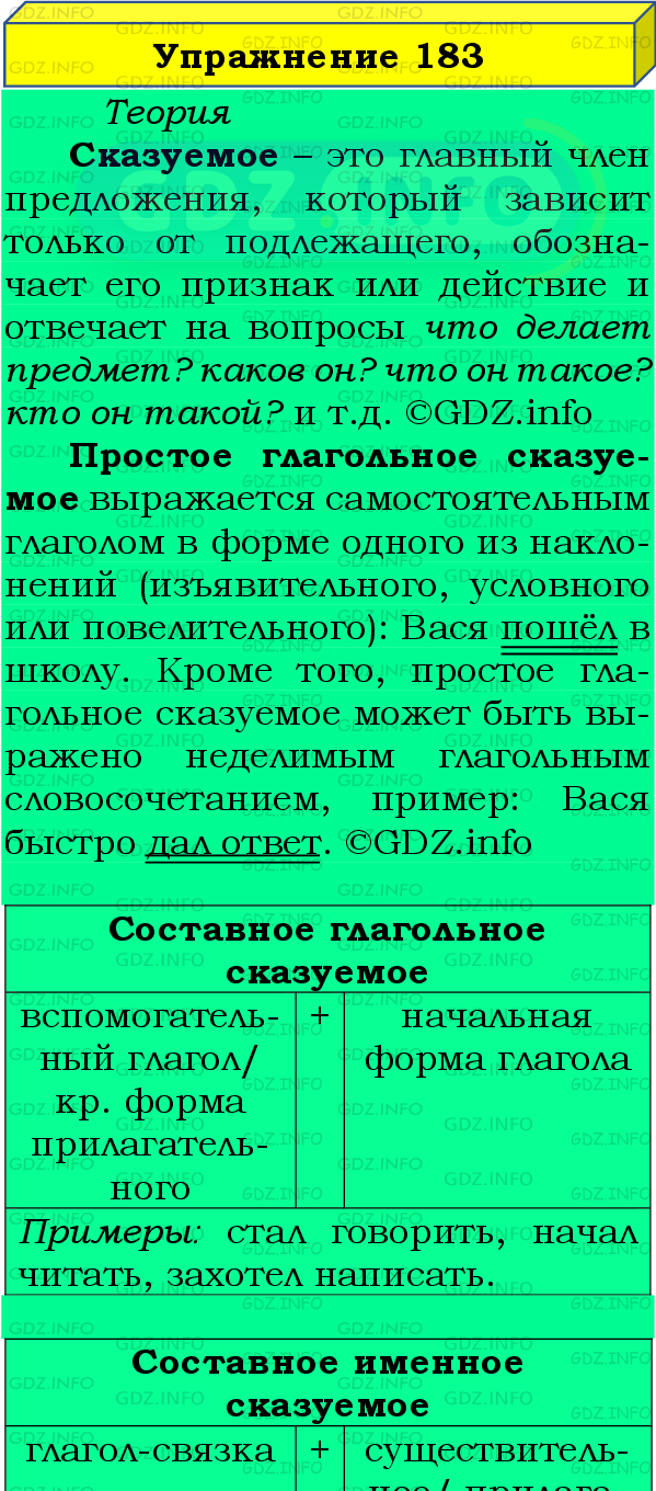 Фото подробного решения: Номер №183 из ГДЗ по Русскому языку 8 класс: Бархударов С.Г.