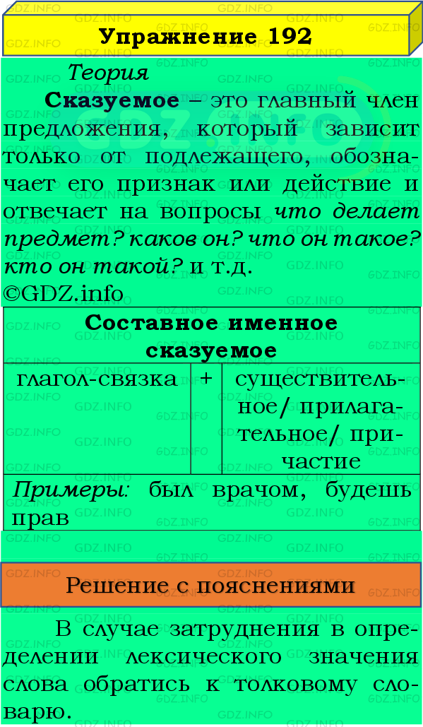 Фото подробного решения: Номер №192 из ГДЗ по Русскому языку 8 класс: Бархударов С.Г.
