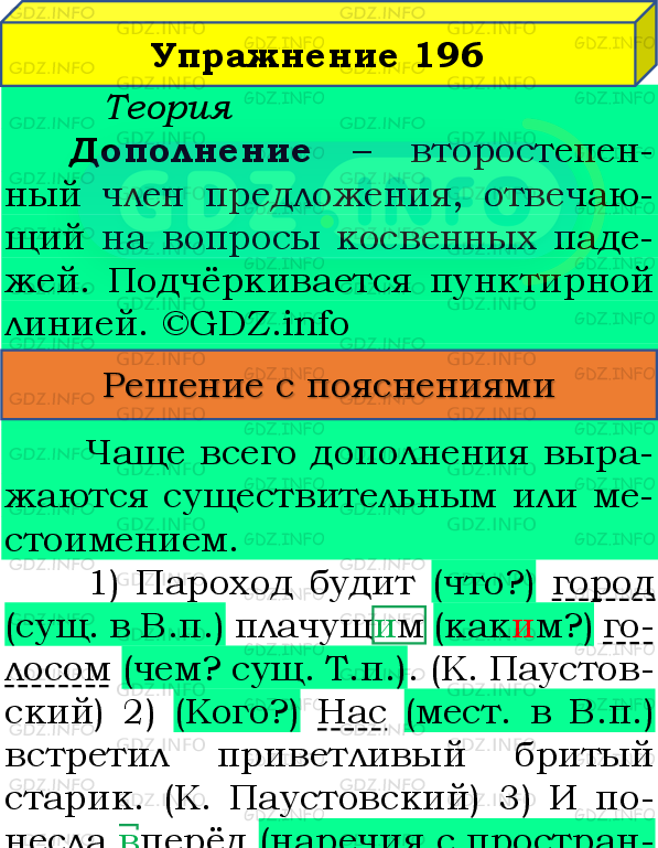 Фото подробного решения: Номер №196 из ГДЗ по Русскому языку 8 класс: Бархударов С.Г.