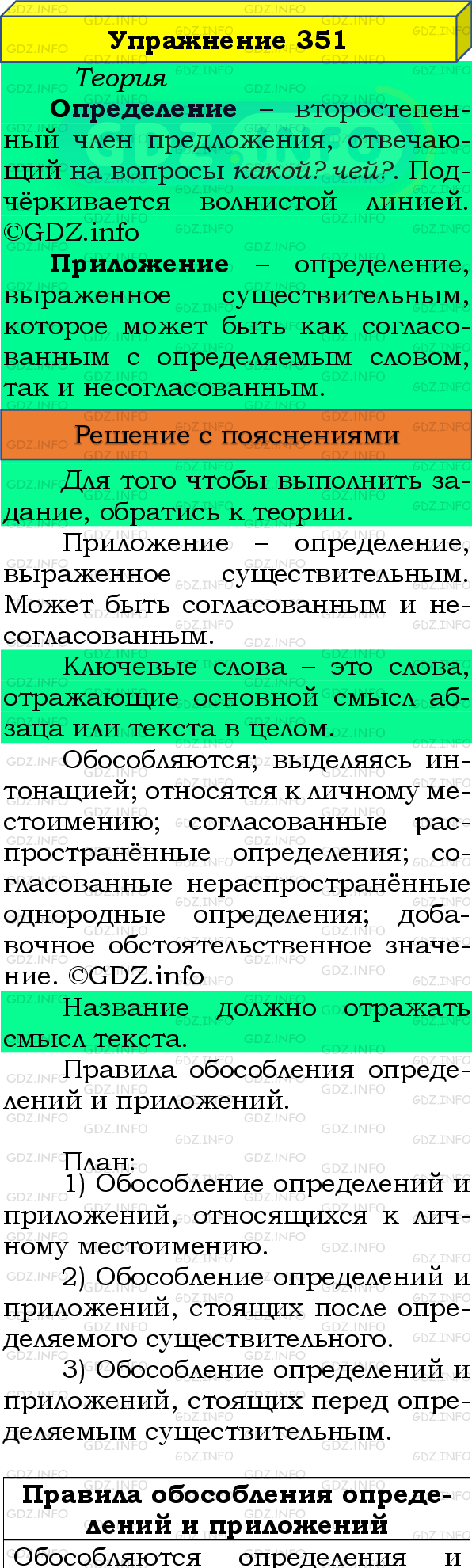 Номер №351 - ГДЗ по Русскому языку 8 класс: Бархударов С.Г.