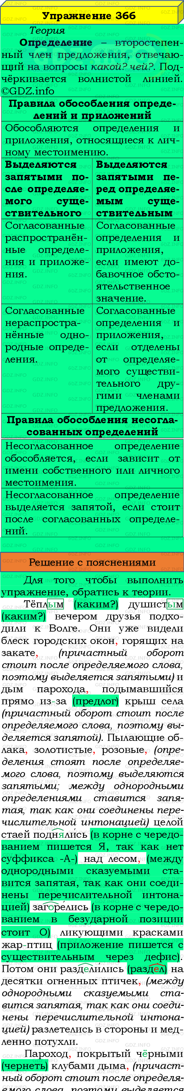Фото подробного решения: Номер №366 из ГДЗ по Русскому языку 8 класс: Бархударов С.Г.