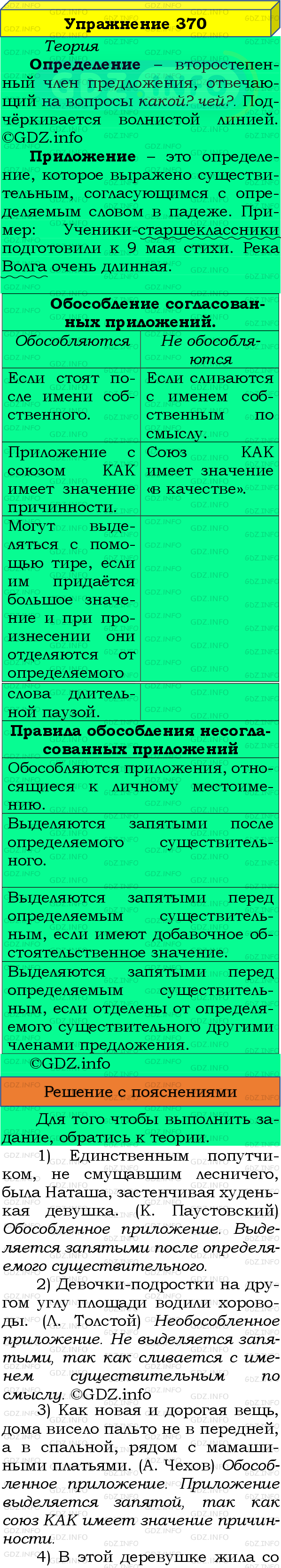 Фото подробного решения: Номер №370 из ГДЗ по Русскому языку 8 класс: Бархударов С.Г.