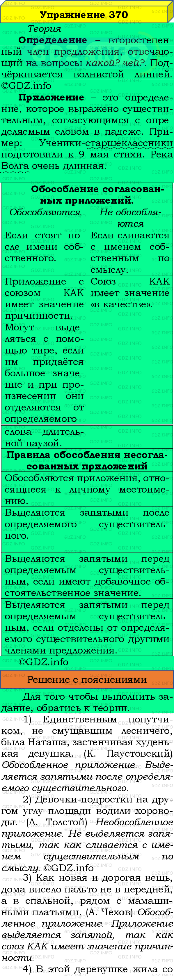 Номер №370 - ГДЗ по Русскому языку 8 класс: Бархударов С.Г.