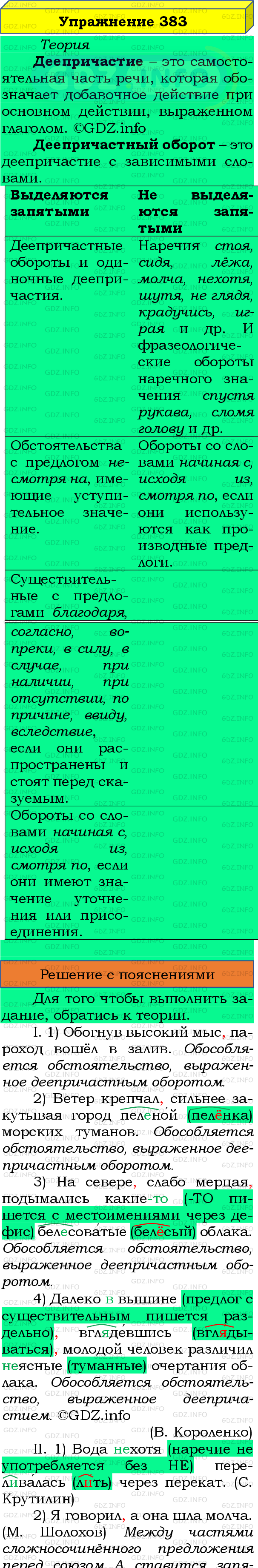 Номер №383 - ГДЗ по Русскому языку 8 класс: Бархударов С.Г.