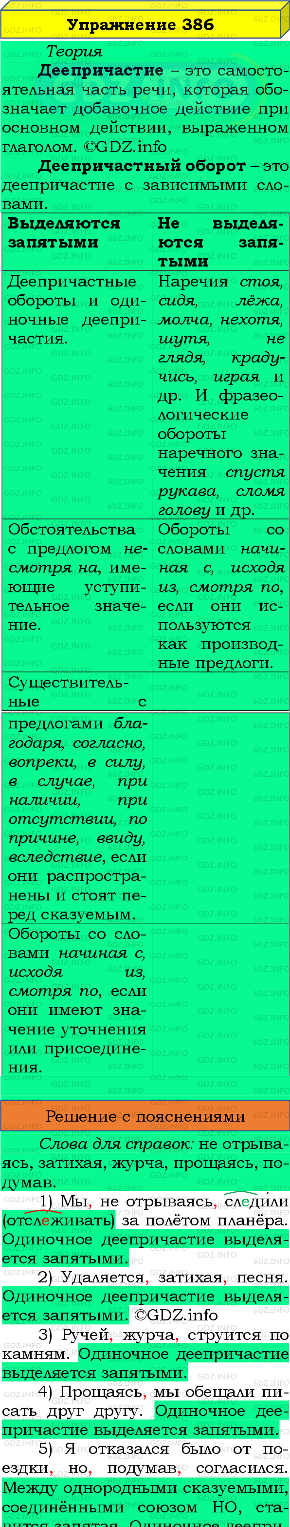 Фото подробного решения: Номер №386 из ГДЗ по Русскому языку 8 класс: Бархударов С.Г.