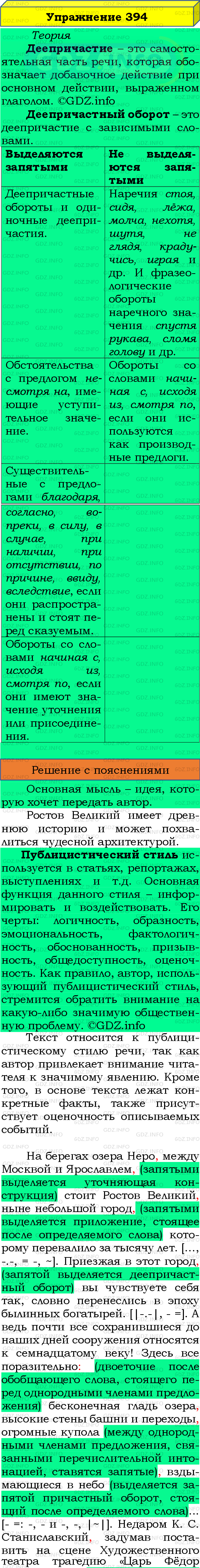 Номер №394 - ГДЗ по Русскому языку 8 класс: Бархударов С.Г.